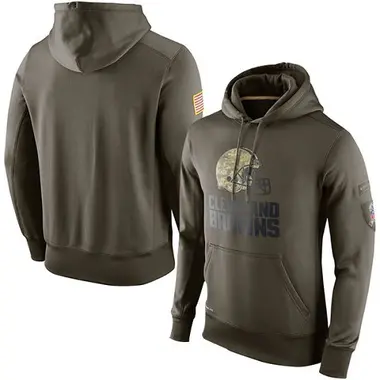 men's cleveland browns nike olive salute to service sideline therma pullover hoodie