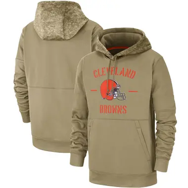 Men's Nike Cleveland Browns Tan 2019 Salute to Service Sideline Therma Pullover Hoodie -