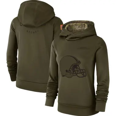 Women's Nike Cleveland Browns 2018 Salute to Service Team Logo Performance Pullover Hoodie - Olive