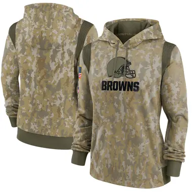 Women's Nike Cleveland Browns 2021 Salute To Service Therma Performance Pullover Hoodie - Olive