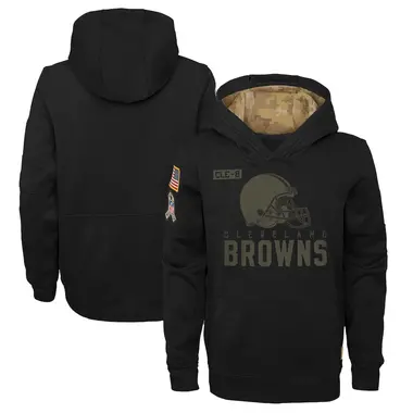 Youth Nike Cleveland Browns 2020 Salute to Service Pullover Performance Hoodie - Black